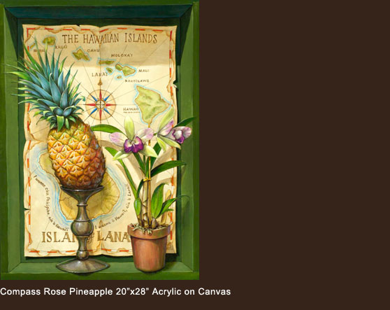 Compass Rose Pineapple, 20 x 28 Acrylic on Canvas